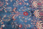 Blue Oversize Floral Antique Indian Rug 49847 Red Flower Nazmiyal