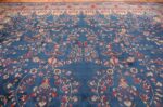 Blue Oversize Floral Antique Indian Rug 49847 Top Design Nazmiyal
