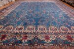 Blue Oversize Floral Antique Indian Rug 49847 Whole Design Nazmiyal