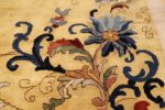 Saffron Yellow Oversize Antique Chinese Rug 49746 Blue Flower Nazmiyal