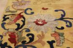 Saffron Yellow Oversize Antique Chinese Rug 49746 Ivory Flower Nazmiyal