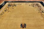 Saffron Yellow Oversize Antique Chinese Rug 49746 Top Design Nazmiyal