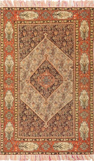 Silk and Wool Antique Persian Senneh Rug 49850 Nazmiyal