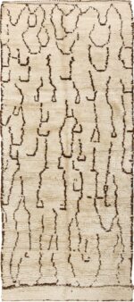 Brown Cream Vintage Shag Moroccan Beni Ourain Rug 49874 - Nazmiyal