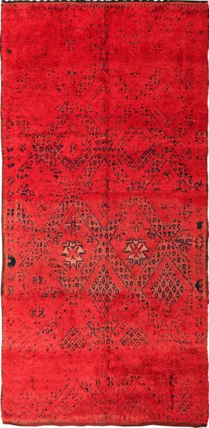 Vintage Gallery Size Double Sided Red Berber Moroccan Rug 49880 - Nazmiyal