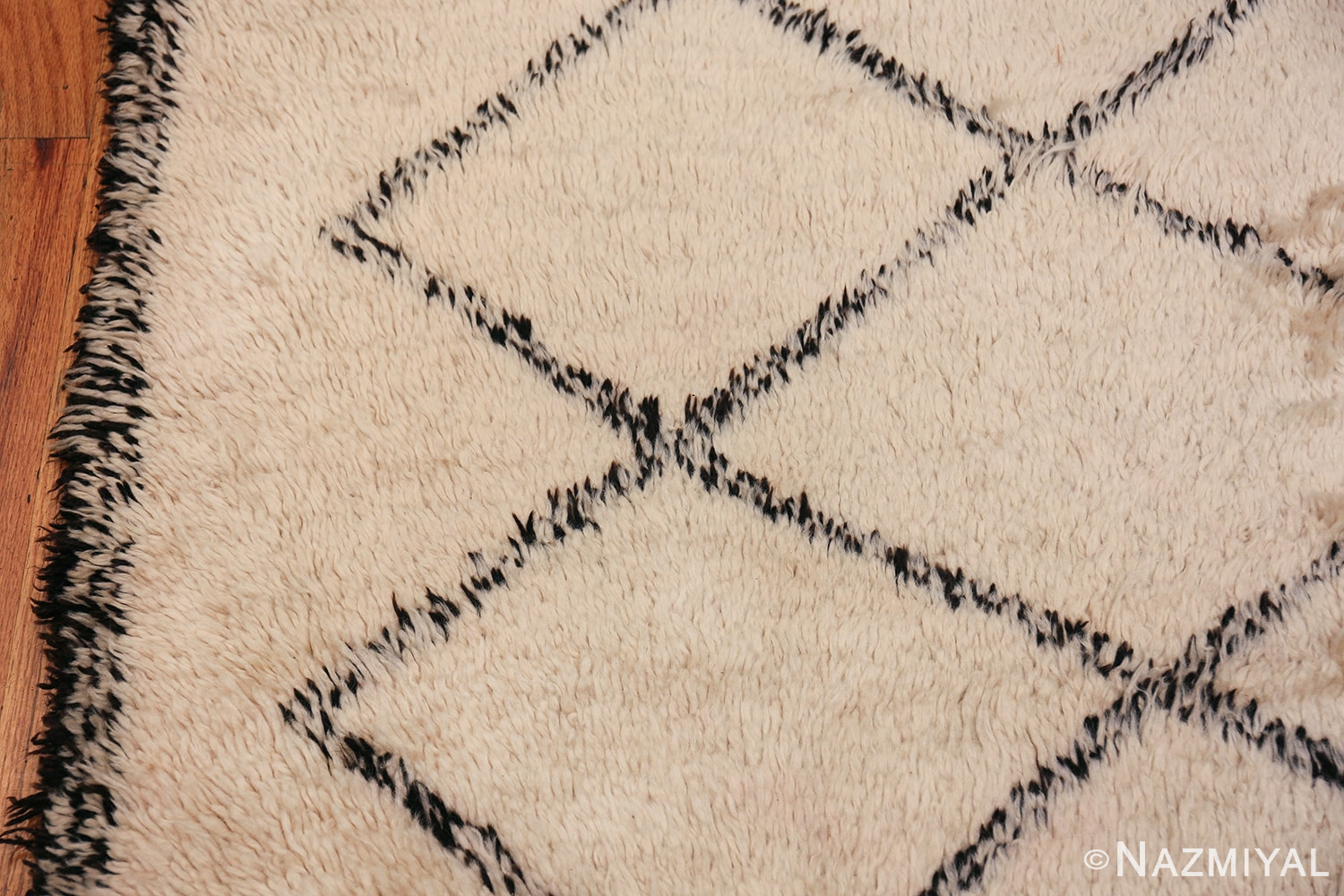 Geometric Vintage Ivory Background Moroccan Rug 49871 Border Design Nazmiyal