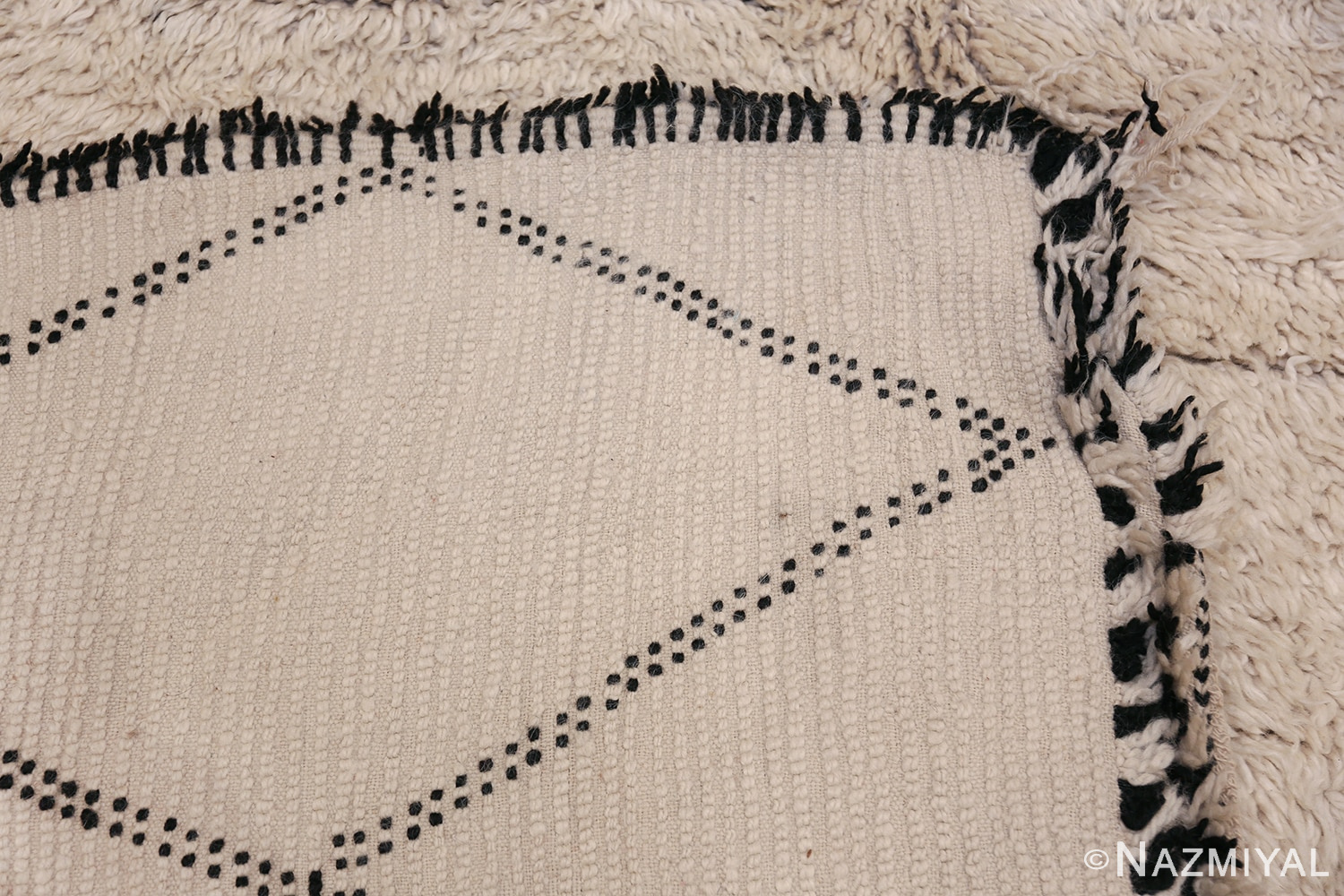 Ivory Room Size Vintage Moroccan Rug 49870 Woven Knots Nazmiyal