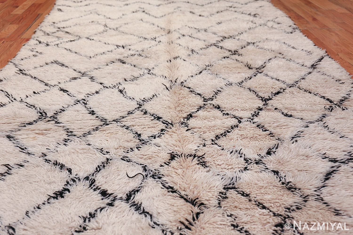 Vintage Moroccan Berber Shaggy Beni Ourain Carpet 49873 Nazmiyal