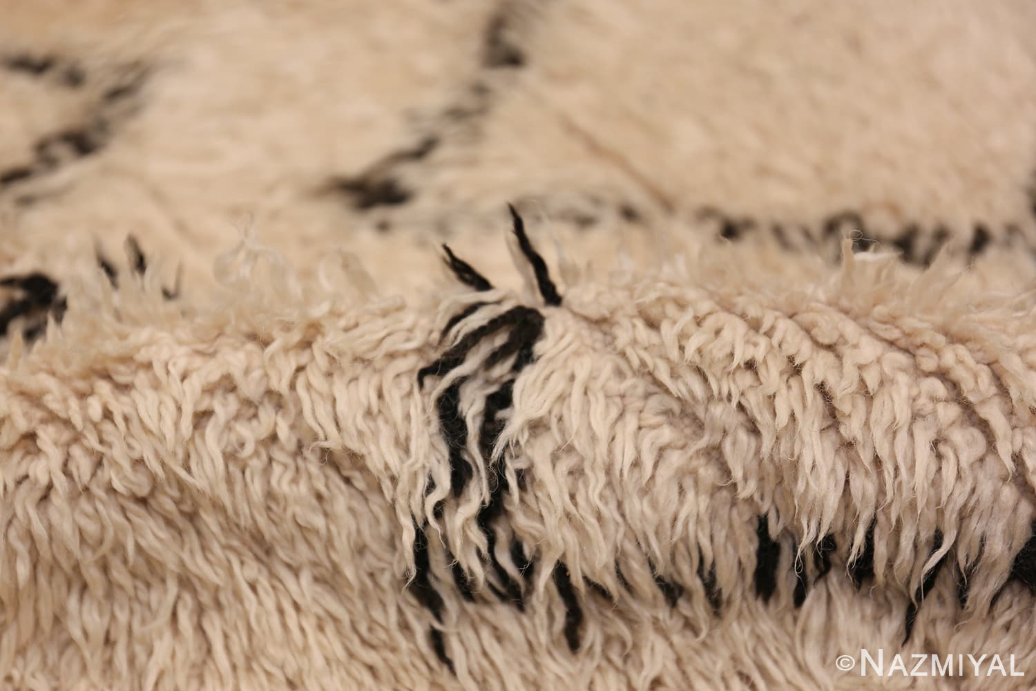 Room Size Vintage Moroccan Rug 49873 Ivory Pile Nazmiyal