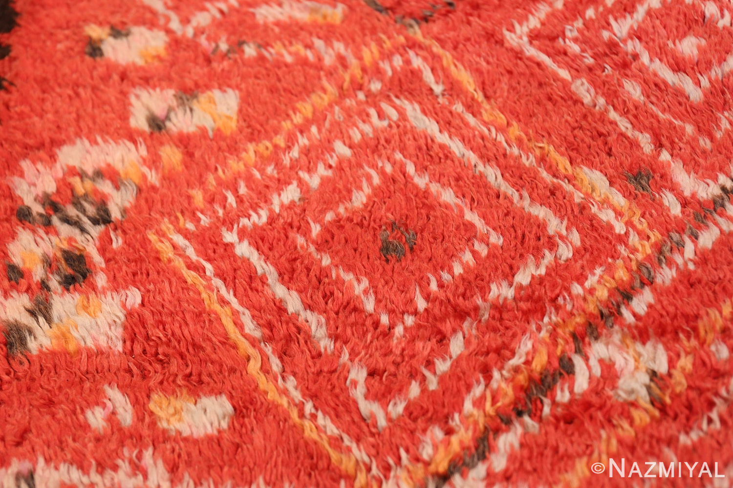 Room Size Vintage Moroccan Rug 49893 White Diamond Nazmiyal