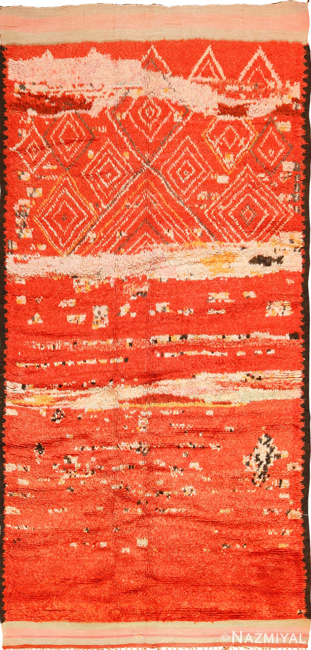 Colorful Tribal Vintage Berber Moroccan Rug 49893 Nazmiyal