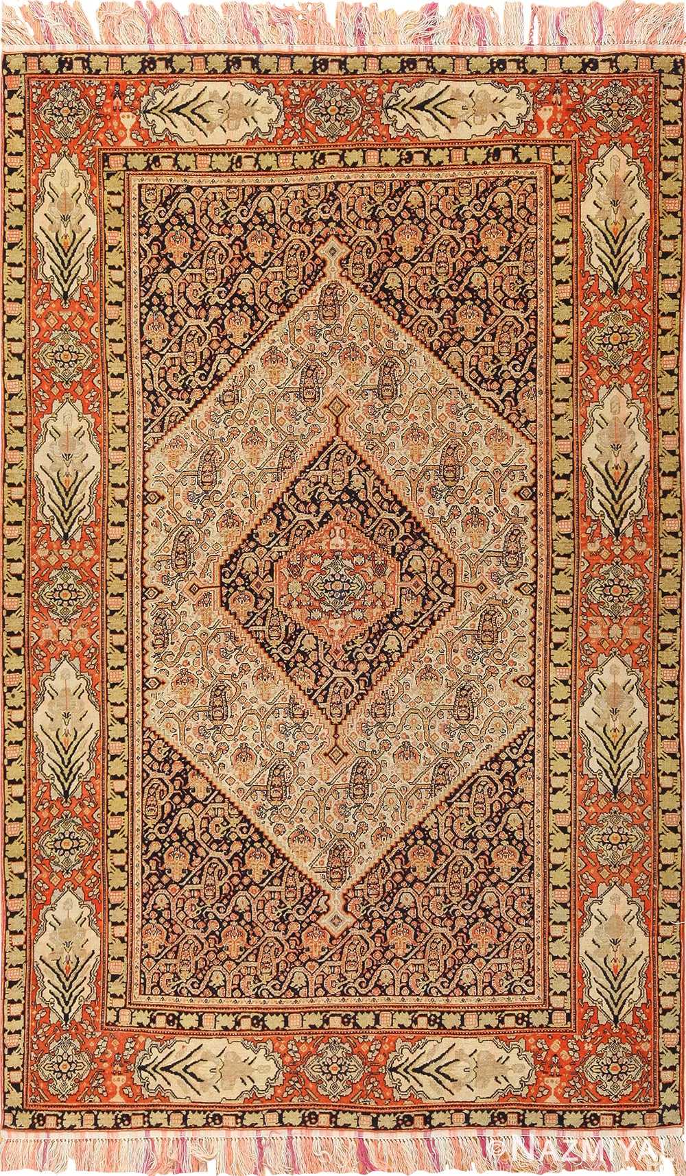 Silk Wool Antique Persian Senneh Rug, How Do You Tell If A Rug Is Silk Or Wool