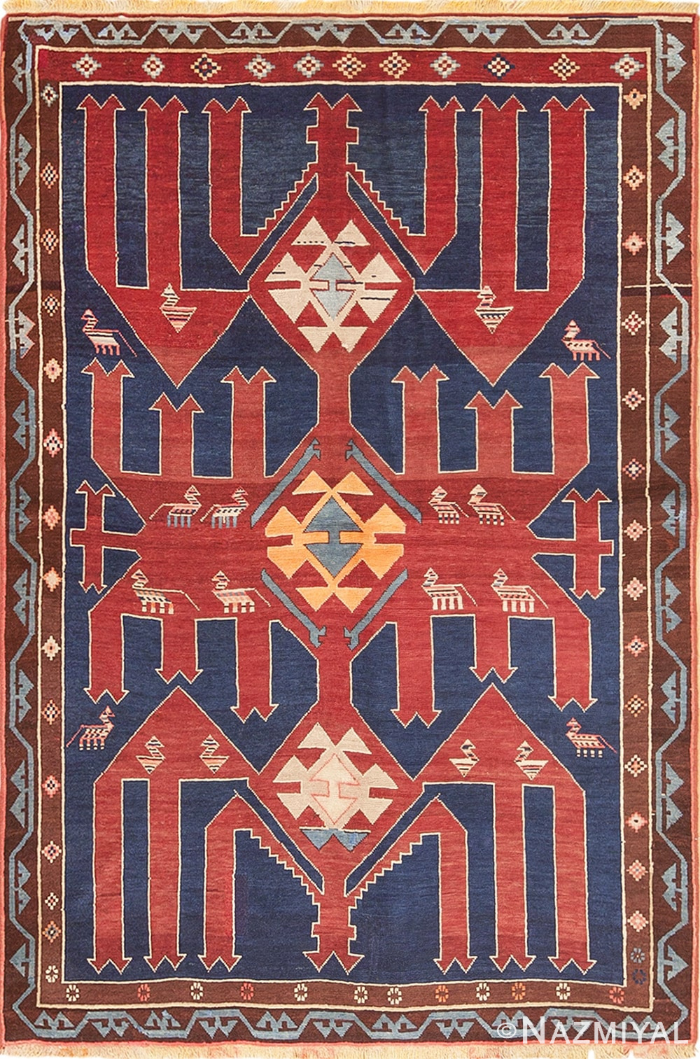 Small Tribal Antique Caucasian Avar Rug 49852 Nazmiyal