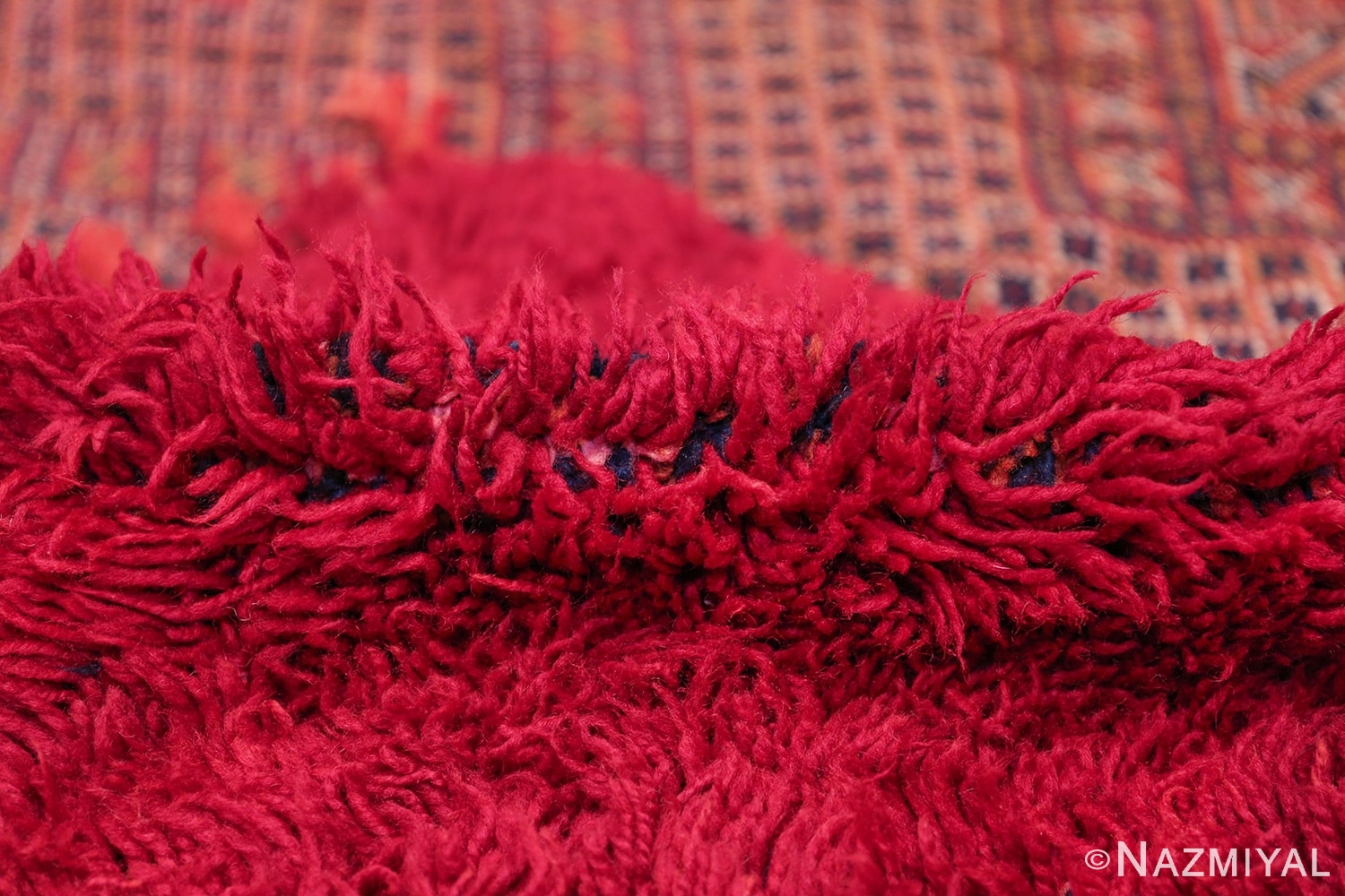 Shaggy Crimson Red Moroccan Berber Rug 49899 Nazmiyal Antique Rugs