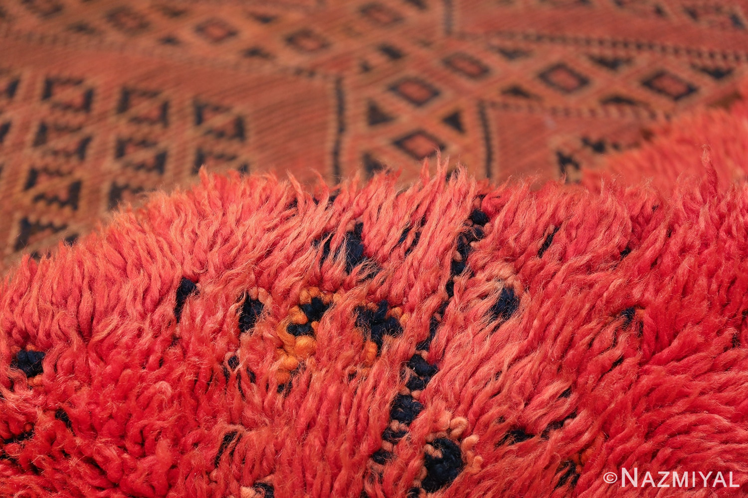 Vintage Room Size Double Sided Moroccan Rug 49880 Geometric Pile Nazmiyal