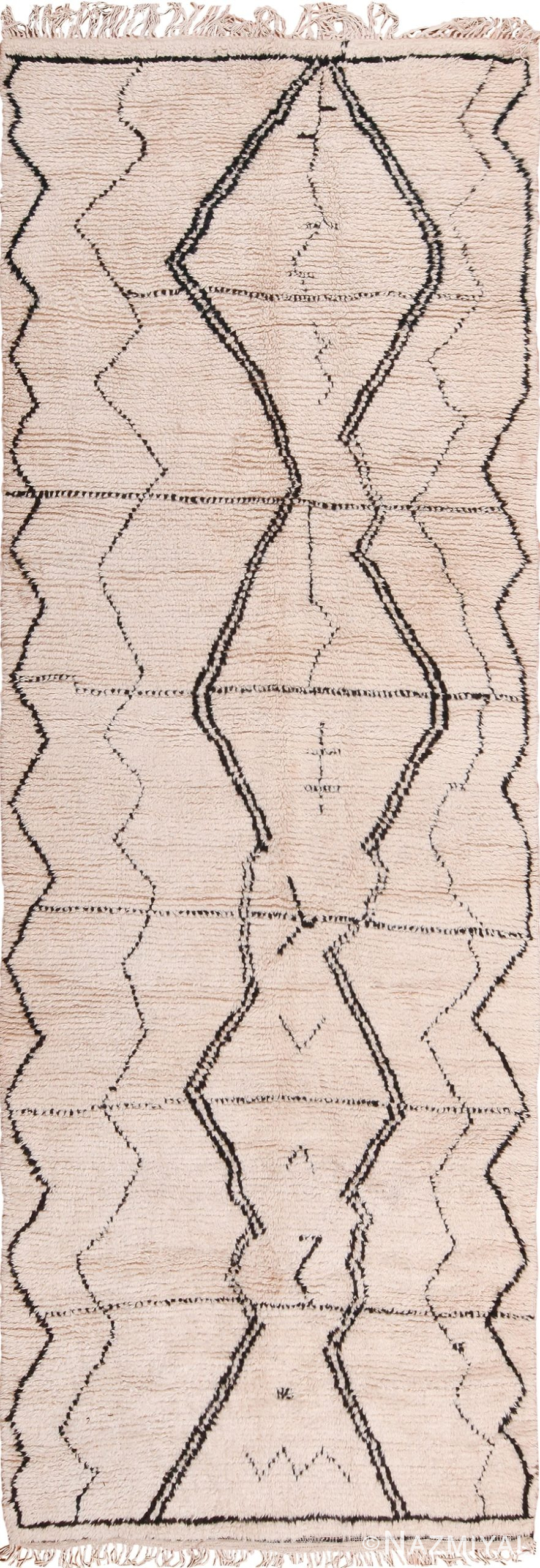 Wide Hallway Vintage Moroccan Beni Ourain Rug 49897 Nazmiyal