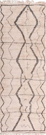 Wide Hallway Vintage Moroccan Beni Ourain Rug 49897 Nazmiyal