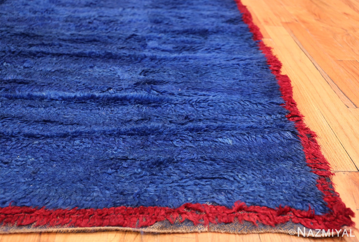 Blue Room Size Vintage Moroccan Rug 49915 Side Corner Nazmiyal