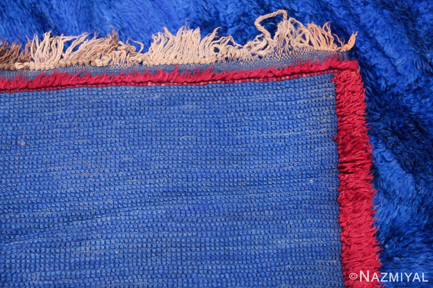 Blue Room Size Vintage Moroccan Rug 49915 Woven Knots Nazmiyal