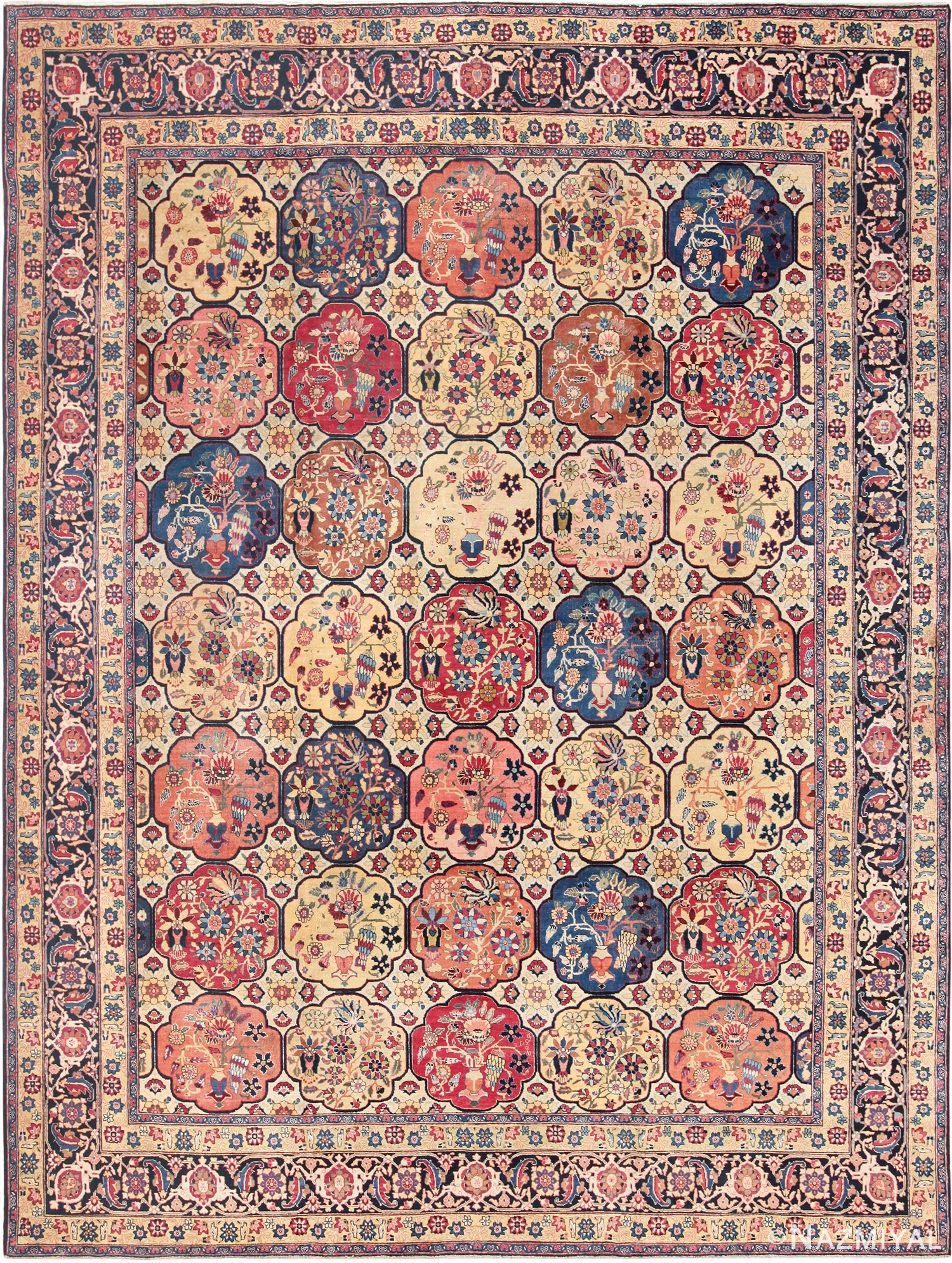 Room Size Antique Persian Tabriz Rug 48580 Nazmiyal
