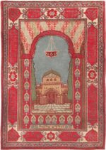 Antique Pictorial Temple Of Solomon Israeli Marbediah Rug #49979 from Nazmiyal Antique Rugs in NYC