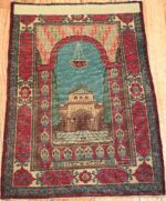 Antique Pictorial Temple Of Solomon Israeli Marbediah Rug #49979 from Nazmiyal Antique Rugs in NYC