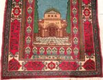 Antique Pictorial Temple Of Solomon Israeli Marbediah Rug #49979 from Nazmiyal Antique Rugs in NYC