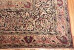 Cream Mauve Large Floral Antique Persian Kerman Rug #49953 - Nazmiyal