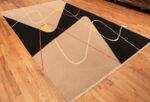 Side picture of Black And Cream Flat Woven Vintage French Art Deco Rug 49929