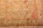 Gold Coral Small Antique Silk Turkish Kayseri Rug #49966 - Nazmiyal