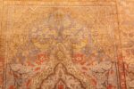 Gold Coral Small Antique Silk Turkish Kayseri Rug #49966 - Nazmiyal