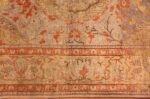 Gold Coral Small Antique Silk Turkish Kayseri Rug #49966 - Nazmiyal