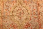 Gold Coral Small Antique Silk Turkish Kayseri Rug #49966 - Nazmiyal