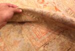 Gold Coral Small Antique Silk Turkish Kayseri Rug #49966 - Nazmiyal