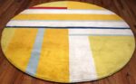 Vintage Gold Round Ilya Yulievich Bolotowsky Art Rug #49949 Nazmiyal
