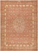 Room Size Rust Color Antique Persian Tabriz Rug #49951 - Nazmiyal