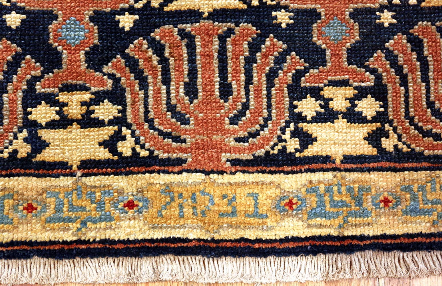 Small Blue Antique Israeli Bezalel Menorah Rug 49976 Nazmiyal