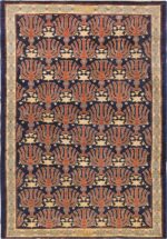 Small Blue Antique Israeli Bezalel Menorah Rug #49976 - Nazmiyal