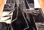 Vintage Black Cream French Art Deco Rug #49932 - Nazmiyal