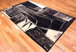 Vintage Black Cream French Art Deco Rug #49932 - Nazmiyal
