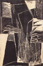 Vintage Black Cream French Art Deco Rug #49932 - Nazmiyal