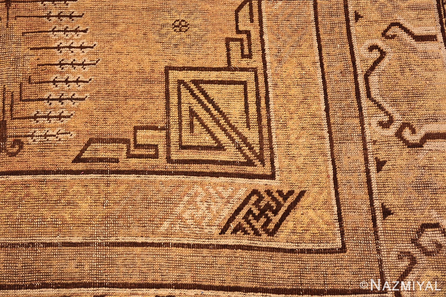 Decorative Antique Earth Tone Color Khotan Rug #49980 - Nazmiyal