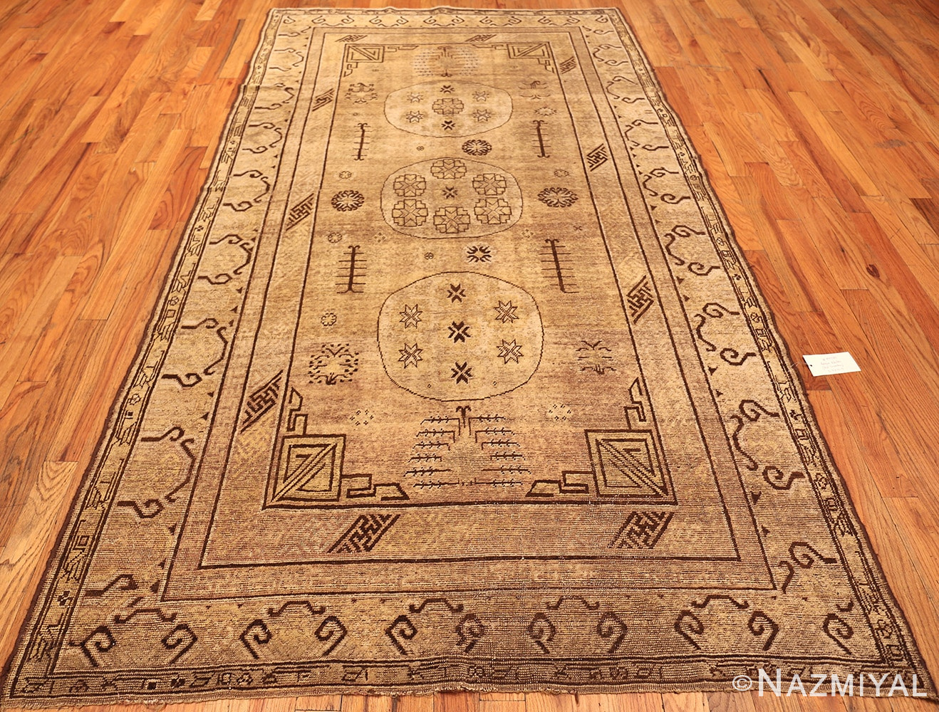 Decorative Antique Earth Tone Color Khotan Rug #49980 - Nazmiyal