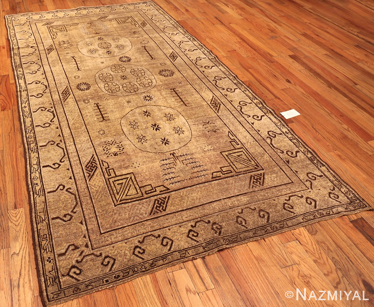 Decorative Antique Earth Tone Color Khotan Rug #49980 - Nazmiyal