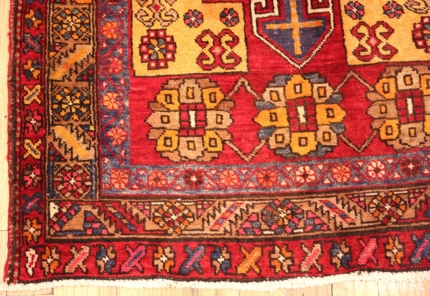 Red Geometric Vintage Persian Heriz Runner Rug #49978 from Nazmiyal Antique Rugs in NYC
