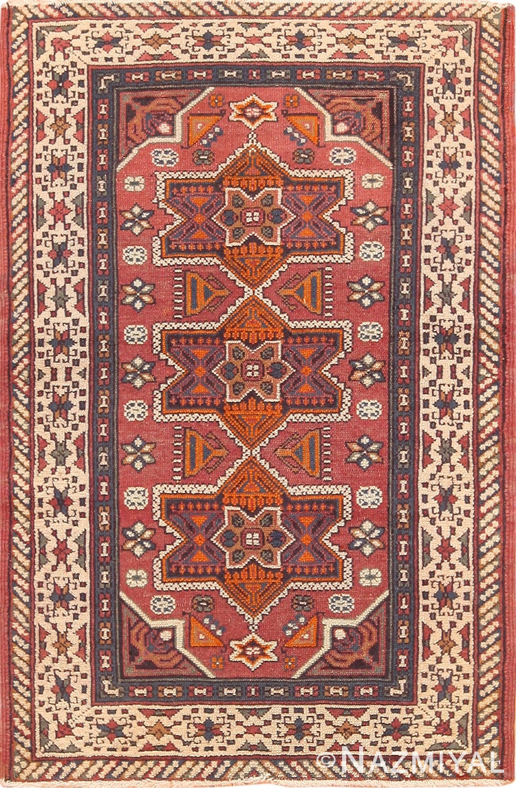 Small Antique Geometric Israeli Bezalel Rug 49975 from Nazmiyal
