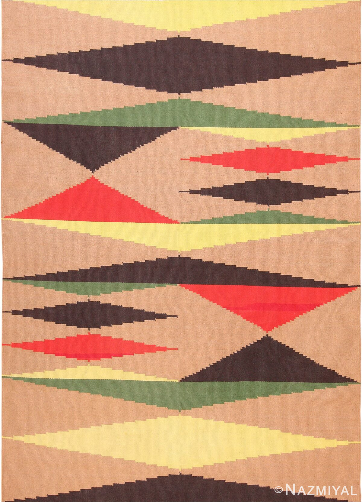 Vintage Flat Woven French Art Deco Kilim Carpet #49931 - Nazmiyal