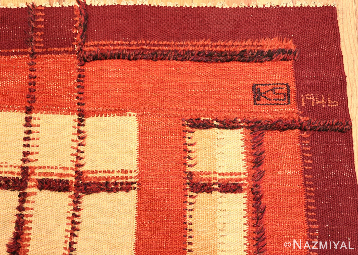 Vintage Geometric Swedish Scandinavian Flat Woven Rug #49956 from Nazmiyal Antique Rugs in NYC.