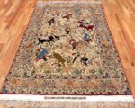 Fine Signed Vintage Persian Esfahan Rug With Hunting Scene 70017 by Nazmiyal
