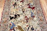 Fine Signed Vintage Persian Esfahan Rug With Hunting Scene 70017 by Nazmiyal